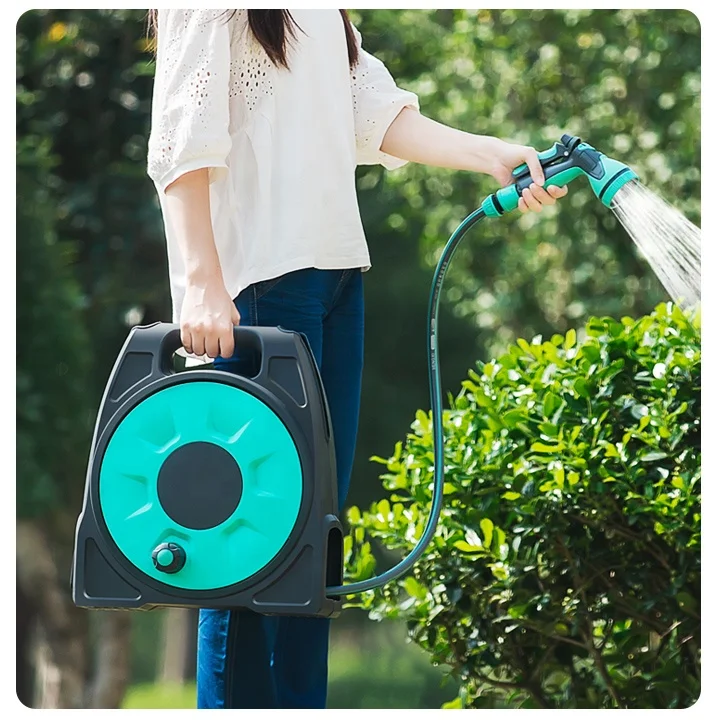 25m Durable Hose Reel Cart Set Garden Watering Equipment with Water Sprayer Gun for Yard Lawn