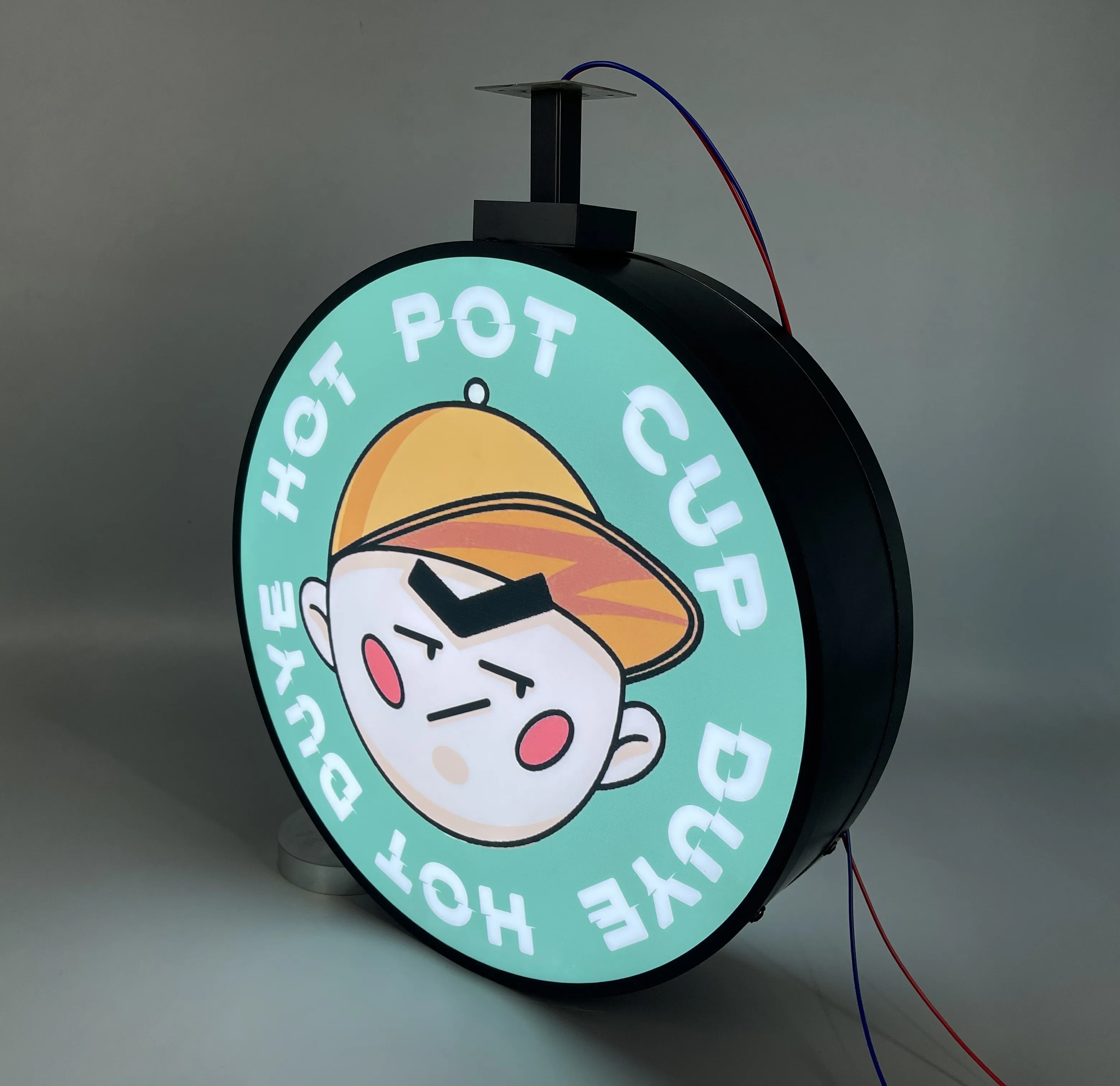 Factory Direct Sales Wall Side Hanging Board Circle Mounted Signboard Two Sides Led Light Box Sign For Bar Restaurant Store Signs