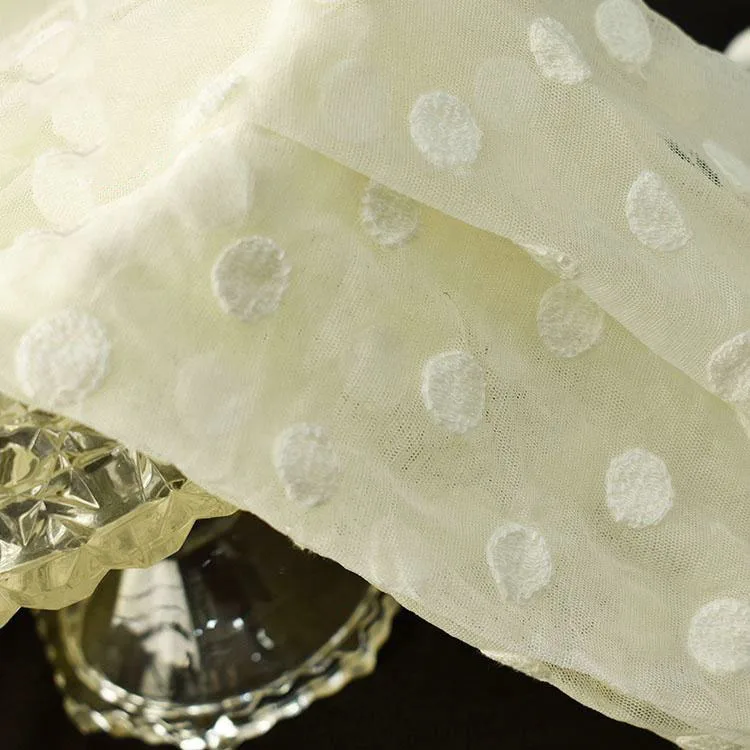 Wholesale price 100% polyester embroidered mesh polka dot customized pattern dress fabrics