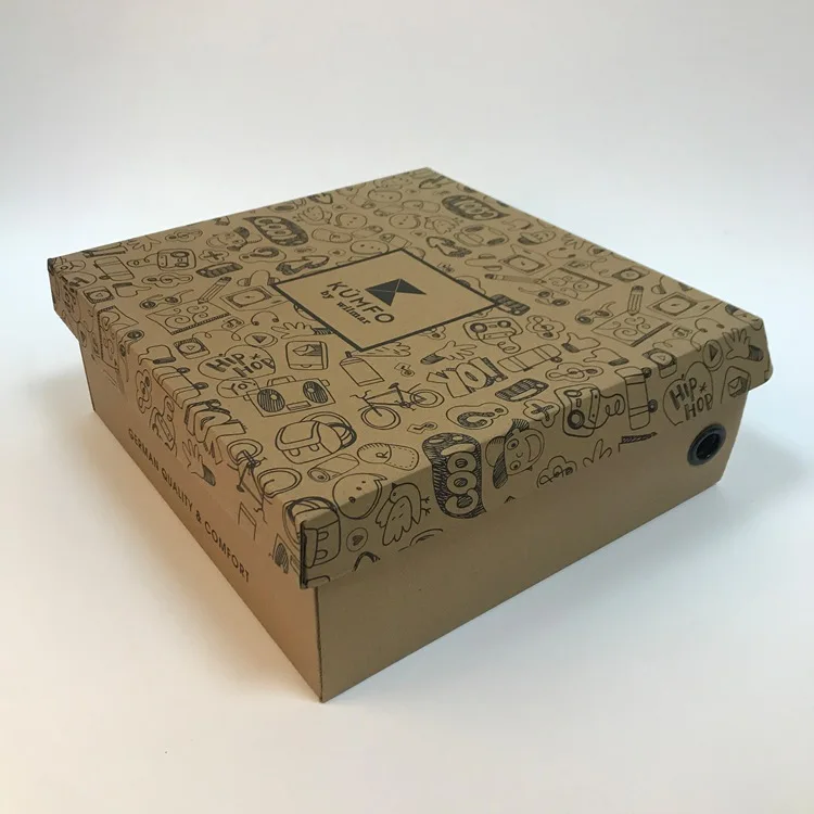 Recyclable Custom Logo Printed  Kraft Corrugated Shoes Paper Box For Shoe Packaging