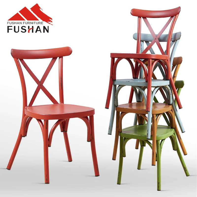 Multifunctional Bistro stackable cross back chair for restaurant modern dining chair