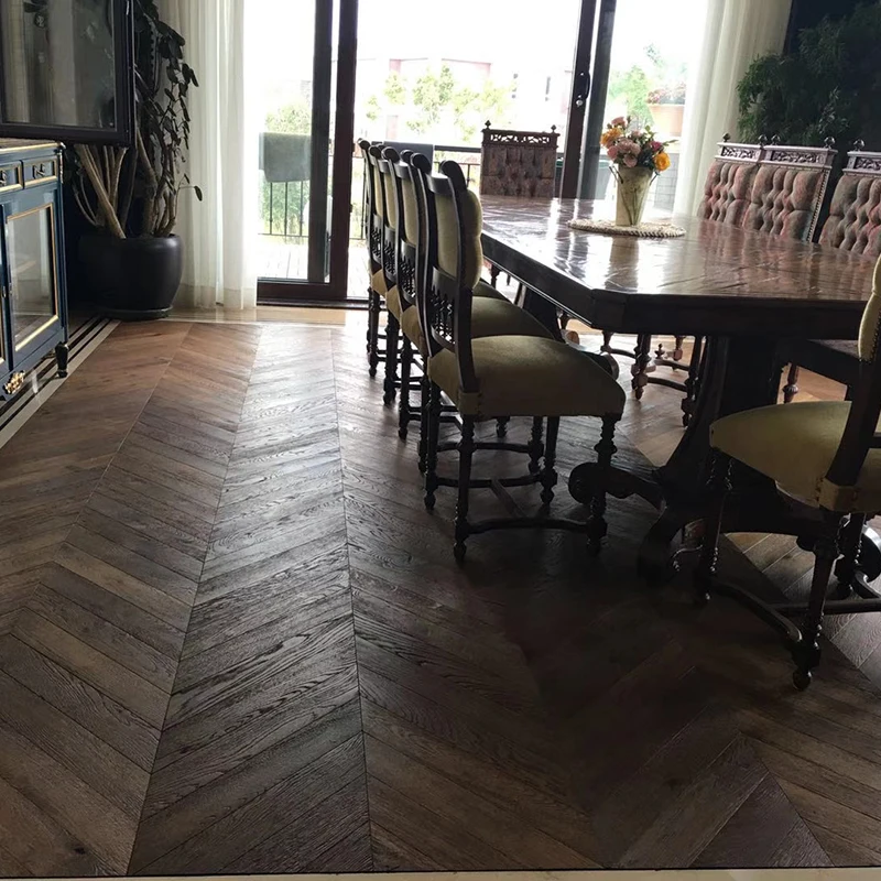 Fishbone Parquet Wood Flooring Multi Layer Chevron Oak Walnut Teak Wood Flooring Hungarian Point Design Parquet Flooring