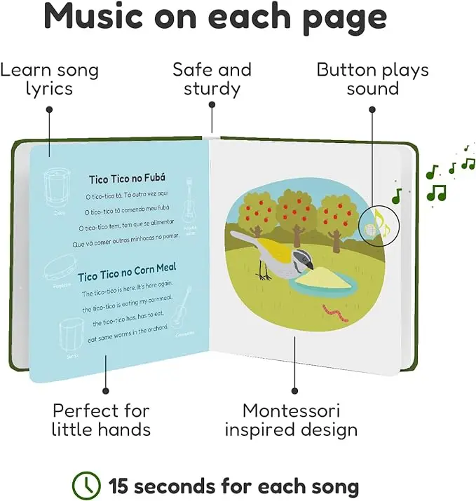 Famous English and Spanish Nursery song Sound Board books for Toddlers 1-3 and 2-4