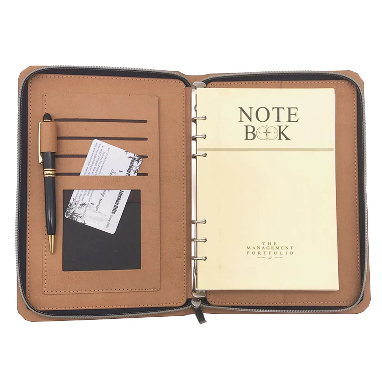 
A5 size leather zipper file folder 