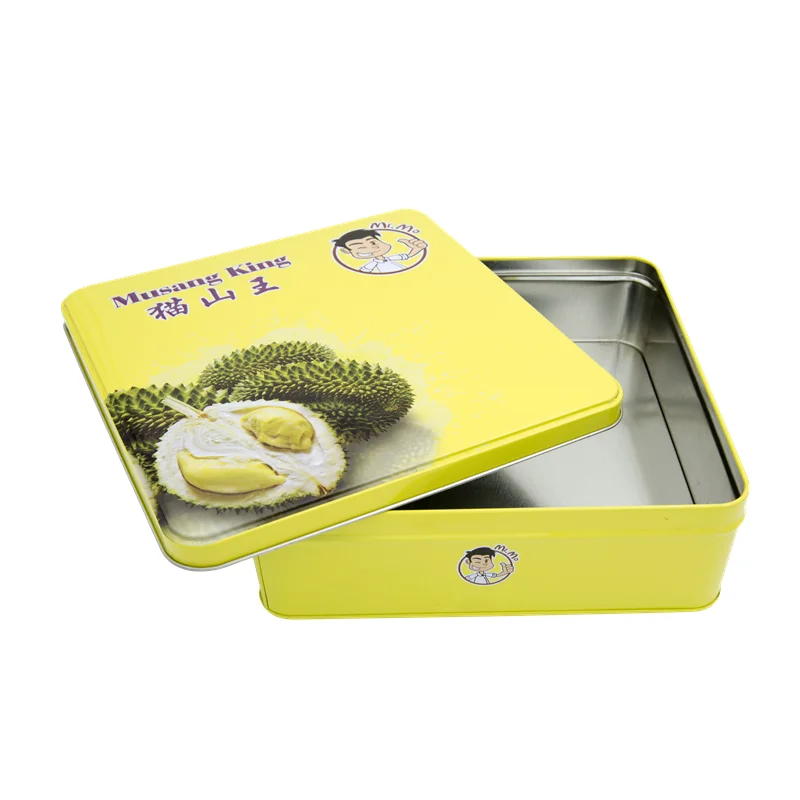 Metal food safe tin cans Square Metal boxes for cookies embossed container storage tin boxes