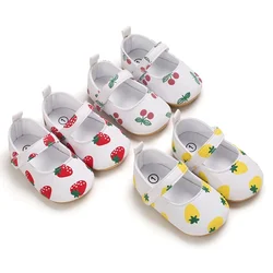Designer Strawberry Fruits Toddler Girl Newborn Infant Prewalker Baby Dress Shoes