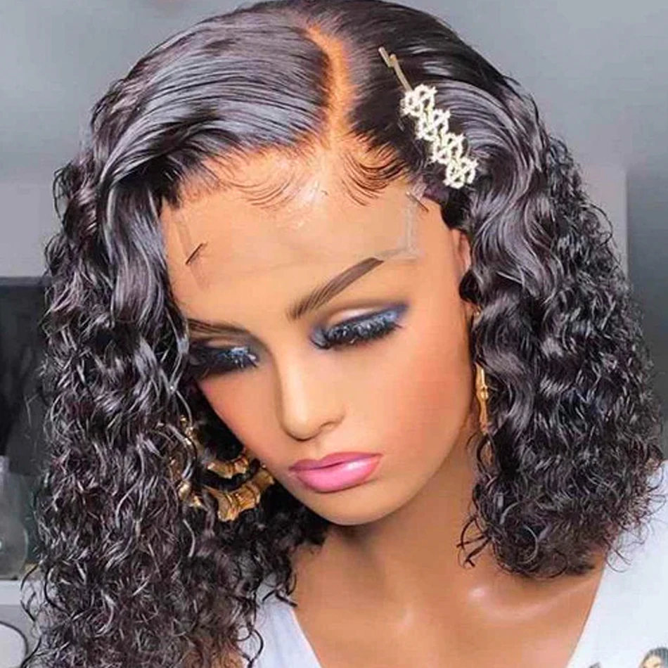 Cheap Short Bob Wig Human Hair Lace Front Brazilian Hair Extension Wig Afro Kinky Curly Full Lace Human Hair Wig For Black Women