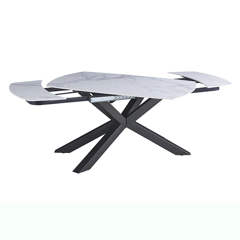 Modern Expandable Dining Room Table Set Retractable Kitchen Furniture Concrete Sintered Stone Marble Top Extendable Dining Table