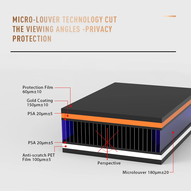 Factory Price OEM / ODM All Size High Quality HD Laptop Privacy Filter For Macbook Pro 14 Golden Privacy Screen Film