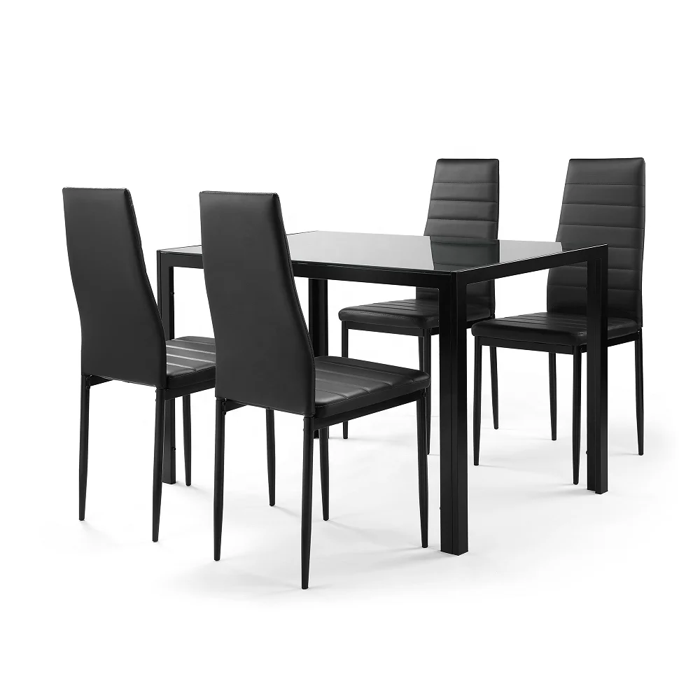 Nordic Modern Tempered Glass Dining Room Table Furniture Set Restaurant and Metal Chair 8