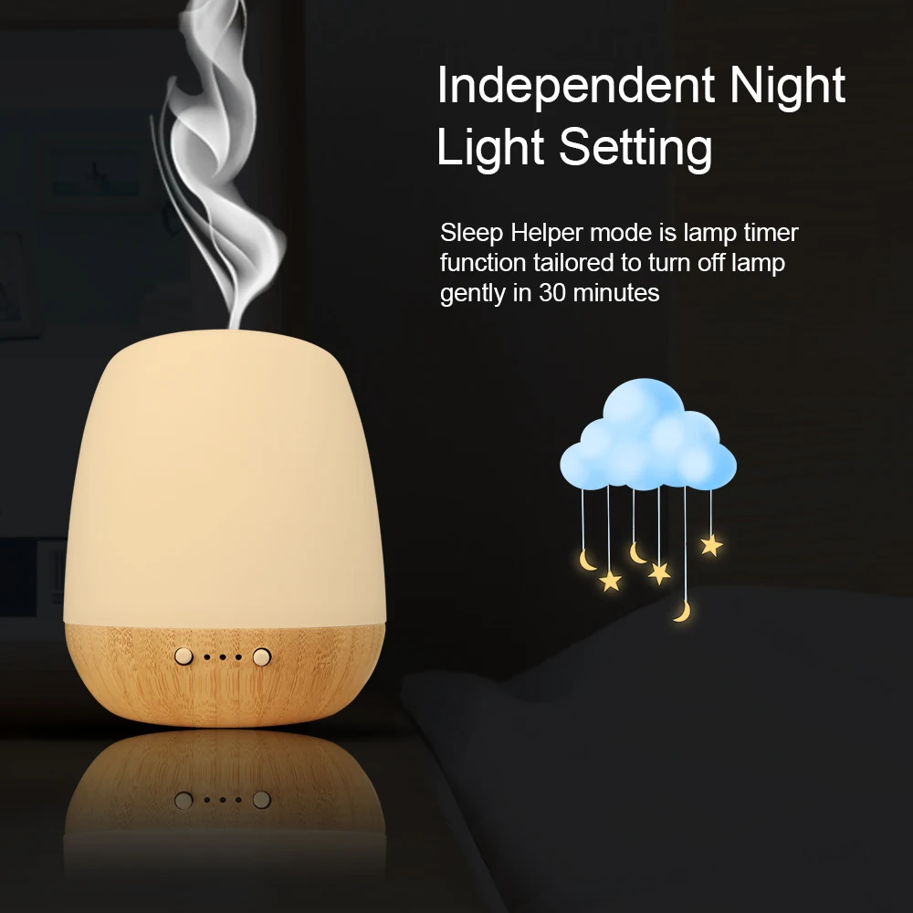 Soicare 180ml home ultrasonic bamboo glass cover air humidifier aroma diffuser
