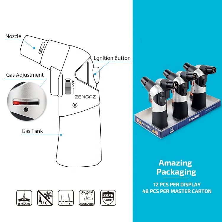ZENGAZ ZT-30 Mini Kitchen Cooking BBQ Gun Shaped Butane Gas tobacco Smoking Burner Blow Torch Lighter