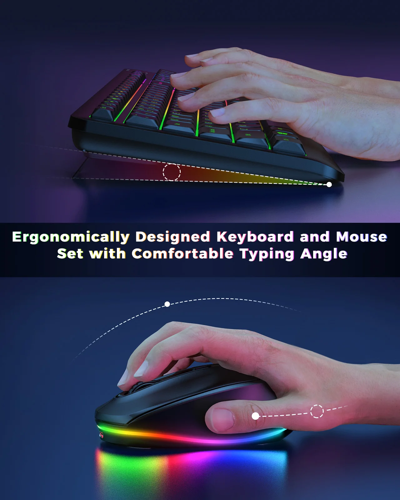 Seenda B02TZ Computer Usb Wired Combo Ergonomic Set BT Combo 2.4ghz Wireless Keyboard Mouse Combos