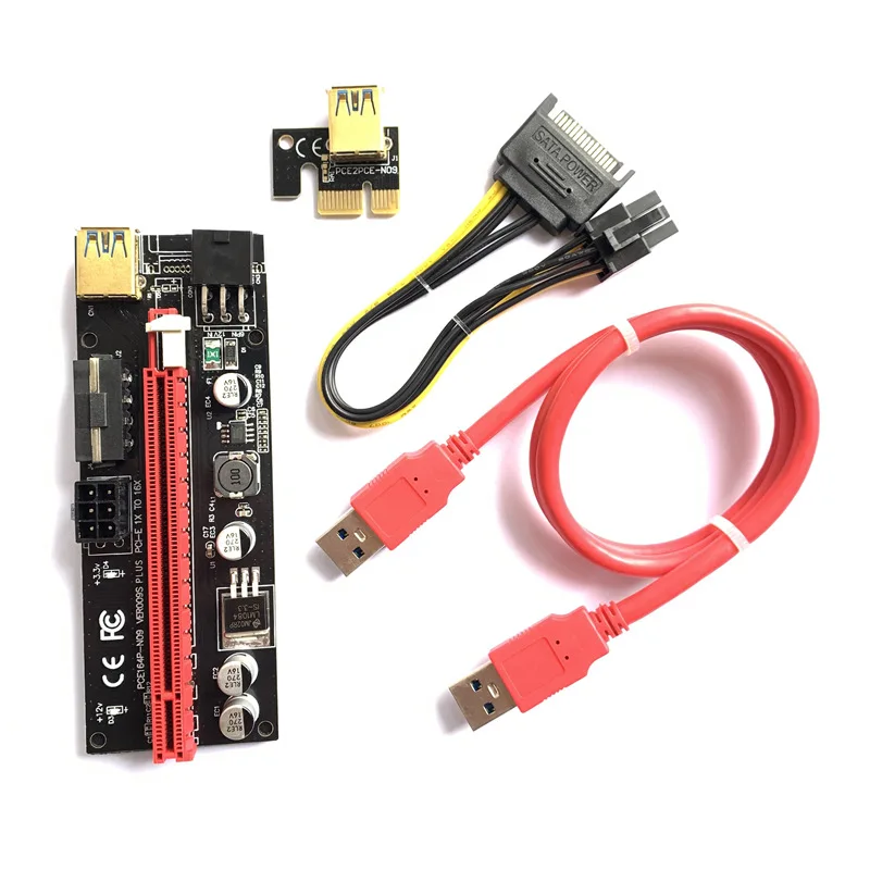 Кабель-удлинитель PCI-E, USB 3,0, PCIE1X на 16X, черный, King Kong VER009S