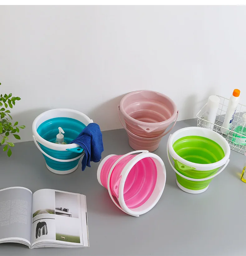 Hot Sale Reusable Folding Water Bucket 5l 10l Portable Silicone Folding Water Washing Bucket Plastic Collapsible Bucket