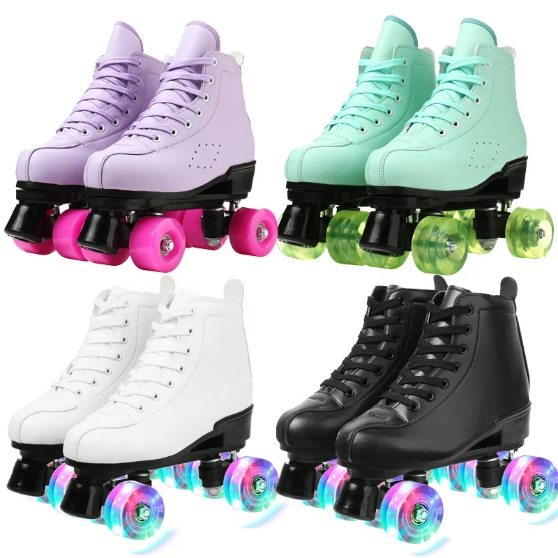 Factory price wholesale classic roller skates for outdoor sports games PU flash rollers skates
