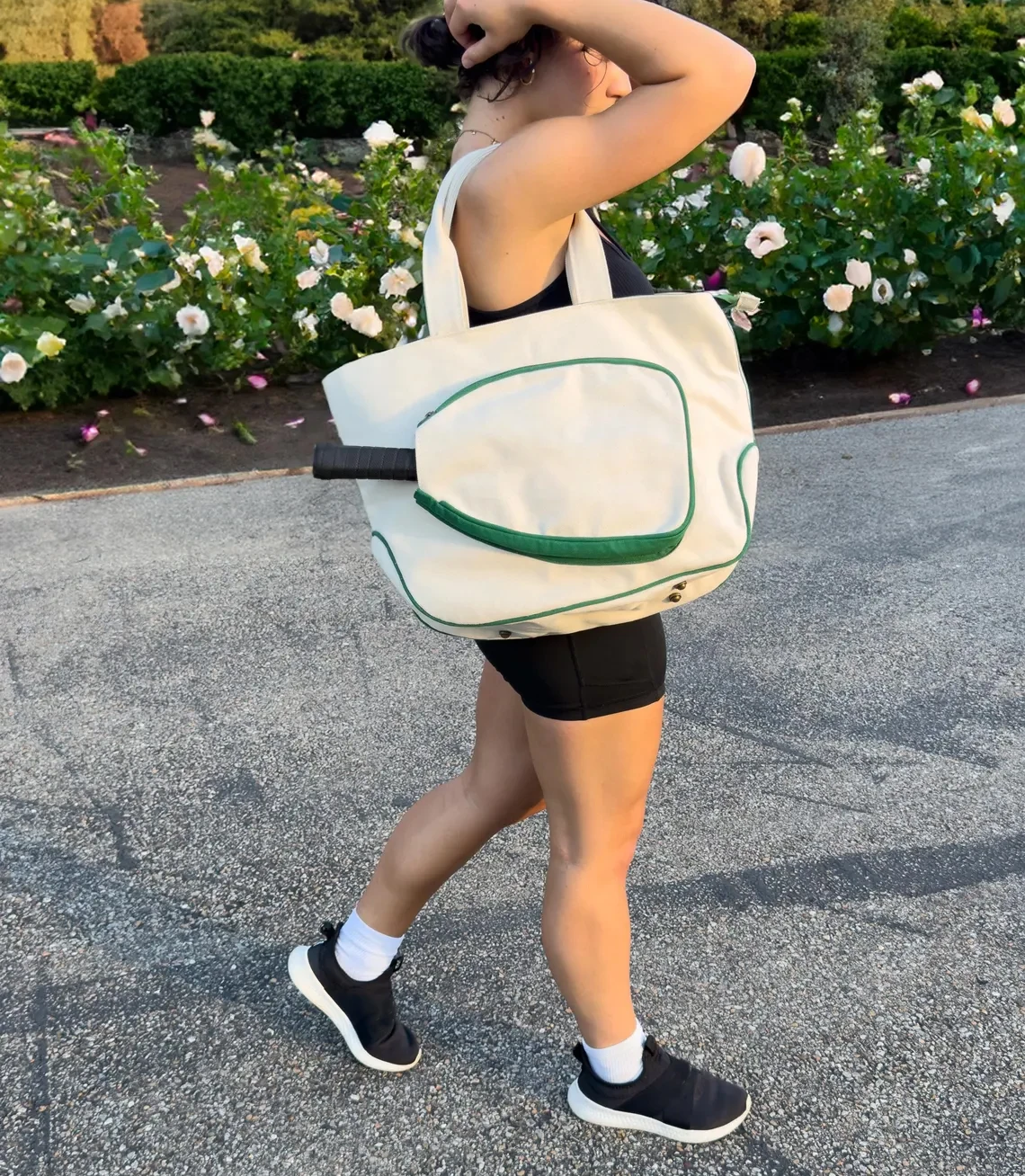 Custom Logo Gym Badminton Pickleball Paddle Racket Bag Lightweight Cotton Tennis Tote Bag for Women Kids