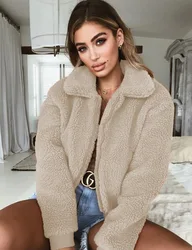 Fashion Ladies Autumn Winter Warm Oversized Pixie Teddy Bear Coat Faux Fur Shearling Shaggy Jacket Coats For Women