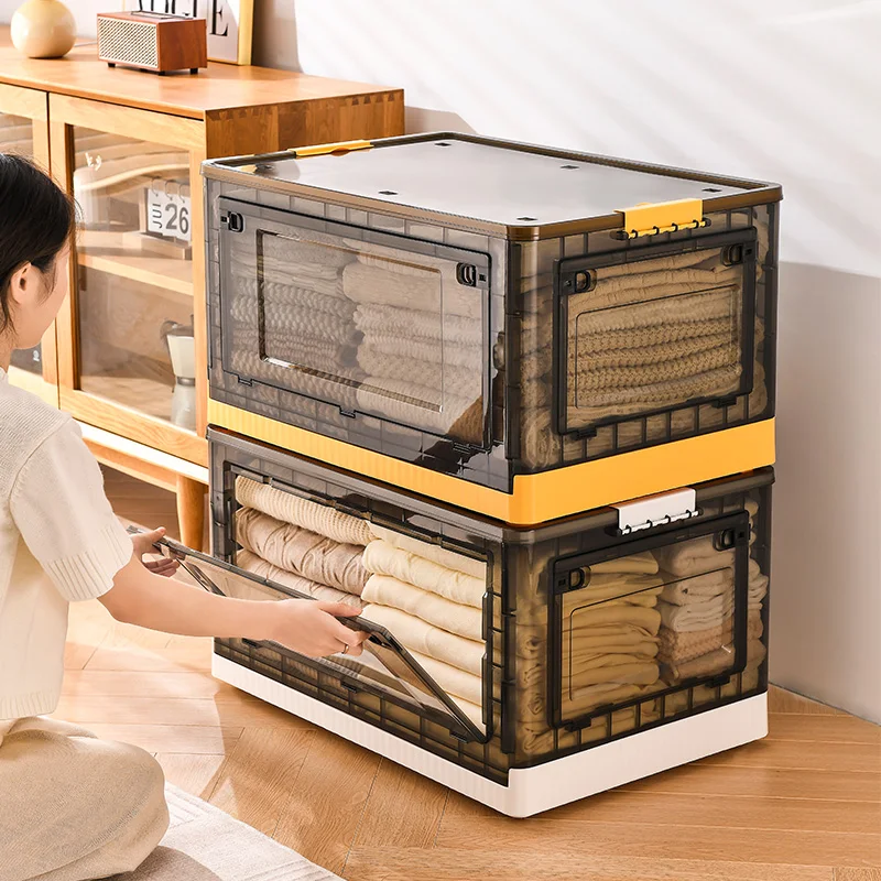 Five Doors Open Toys Organizer Stackable Collapsible Detachable With Lid Plastic Foldable Storage Box