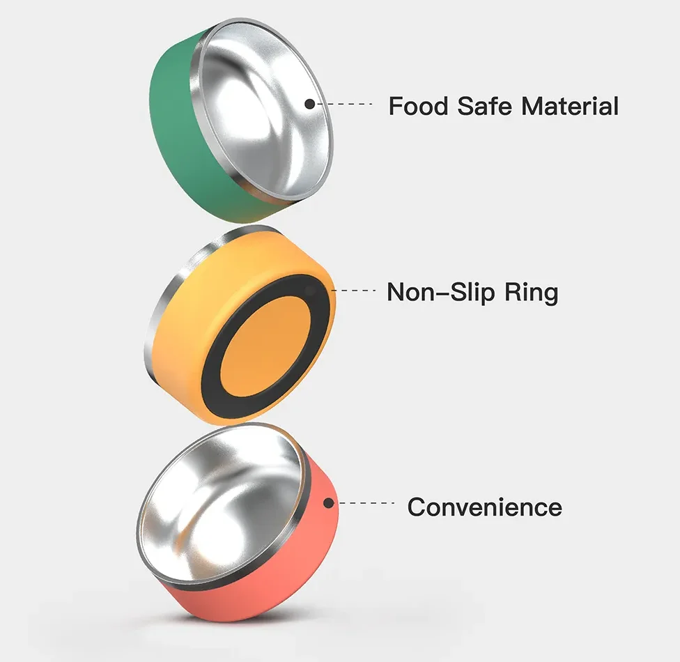 32oz 64oz Double Walled Stainless Steel Pet Food Bowl Vacuum Insulated Dog Bowl with Non-Slip Grip