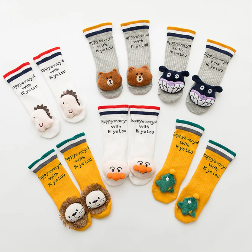 
Soft Cotton Animal Cute Cartoon Kids Socks 3D Crew Tube Anti-slip Baby Socks Baby Stockings 