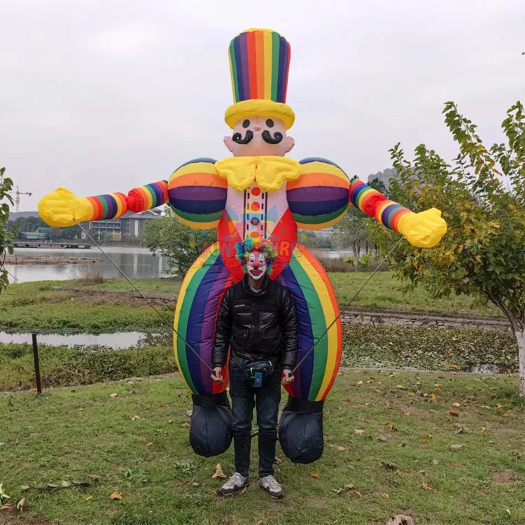 Outdoor circus parade cartoon puppet air blow up walking figure inflatable clown costume