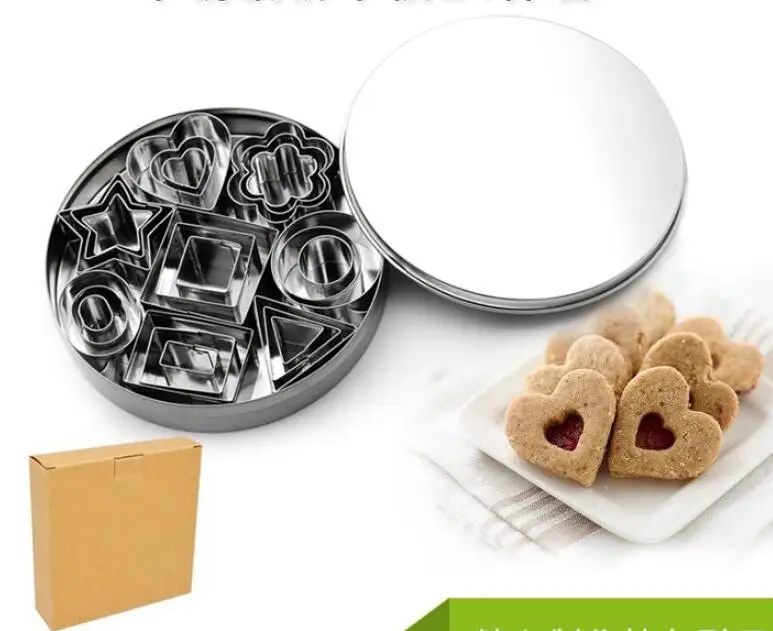 Hot Sale Baking Tool 24pcs Stainless Steel Halloween DIY Tools Heart Star Biscuits Mold Cookie Cutter Set