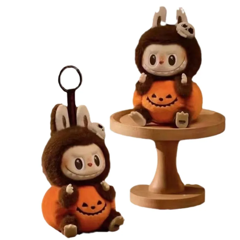 Halloween Vinyl Pumpkin Stuffed Animal Strange Carnival Labubu Plush Doll Pendant Bubble Mattra Cloth Kigurumi Costume Accessory