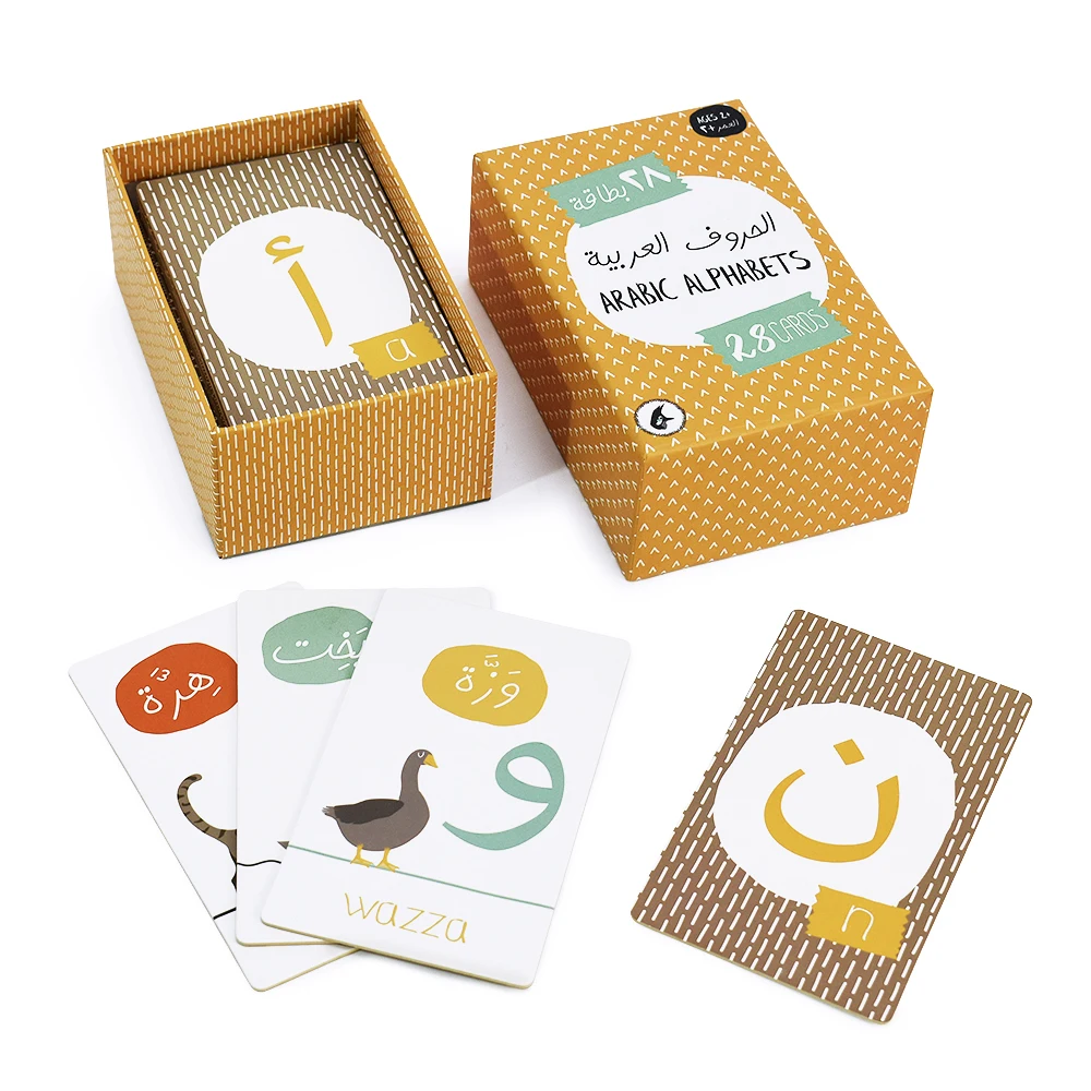 Factory custom flash card printing children learning memory cards game Arabic Alphabets Card