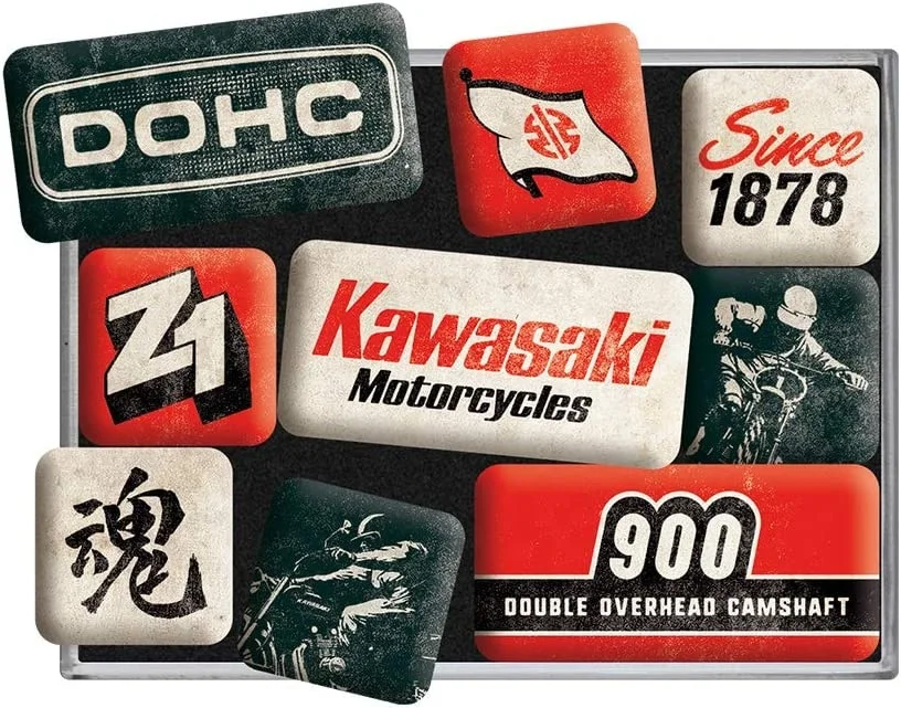 Ретро стиль магниты на холодильник Kawasaki Мотоциклы идея подарка для мужчин байкеров набор магнитных доска объявлений в винтажном стиле