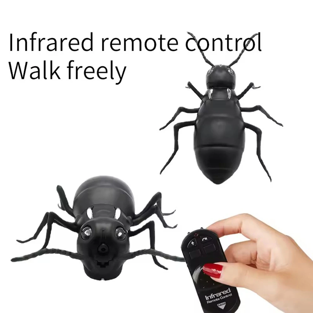 DC Black scary crawling toys remote control simulated animal model RC spider for kids