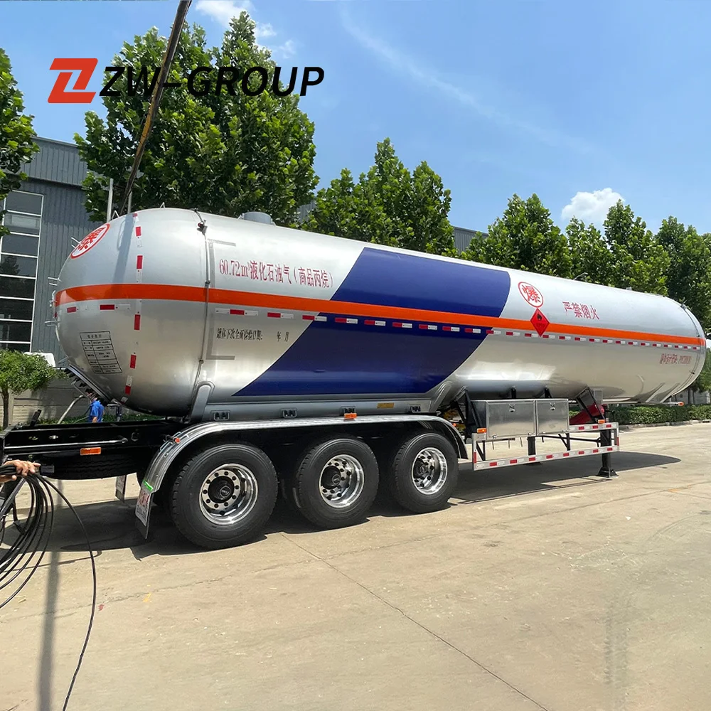 New 3 Axles  LPG Tank Trailer 59.6cbm LPG Gas Tanker Semi Trailer 10000 litres fuel tanker truck