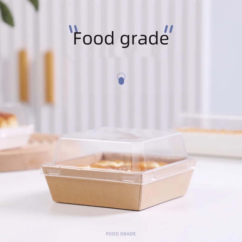 Party Birthday Food Packing Disposable Take Away Food Containers Cake Bakery Quality Paper Box with Plastic Lid