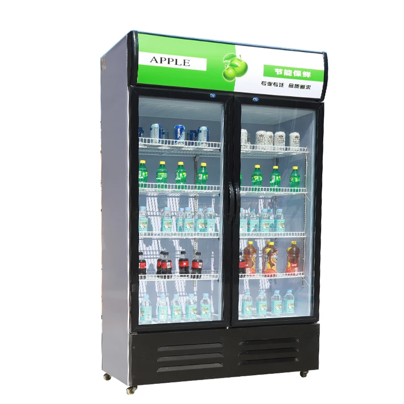 Commercial Supermarket Display Refrigerator Double Door Beer Fridge Drink Cooler Freezer