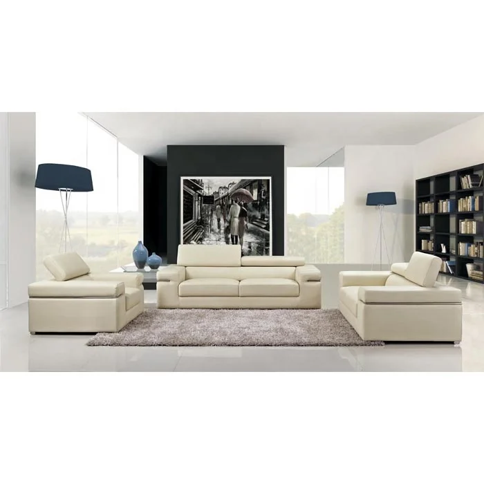 
Beige 3+2+1 seat leather sofa living room sofa set 