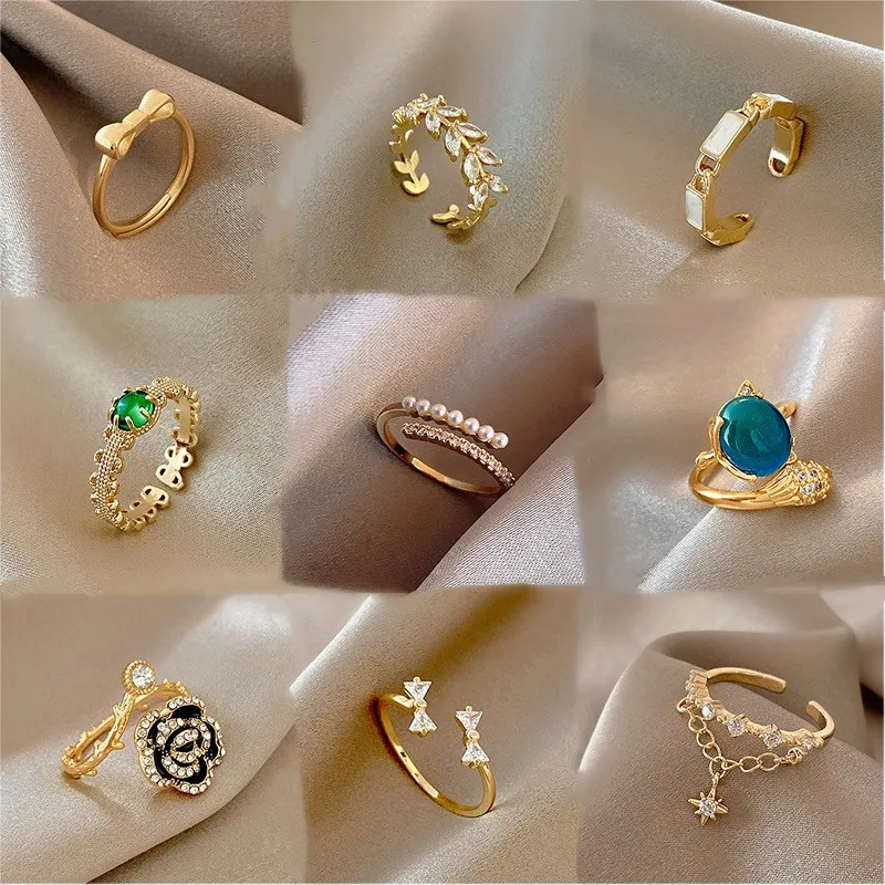 New Fashion Hollow out Multilayer Ring Punk Finger Geometric Twisted Wide Band Open Adjustable Rings