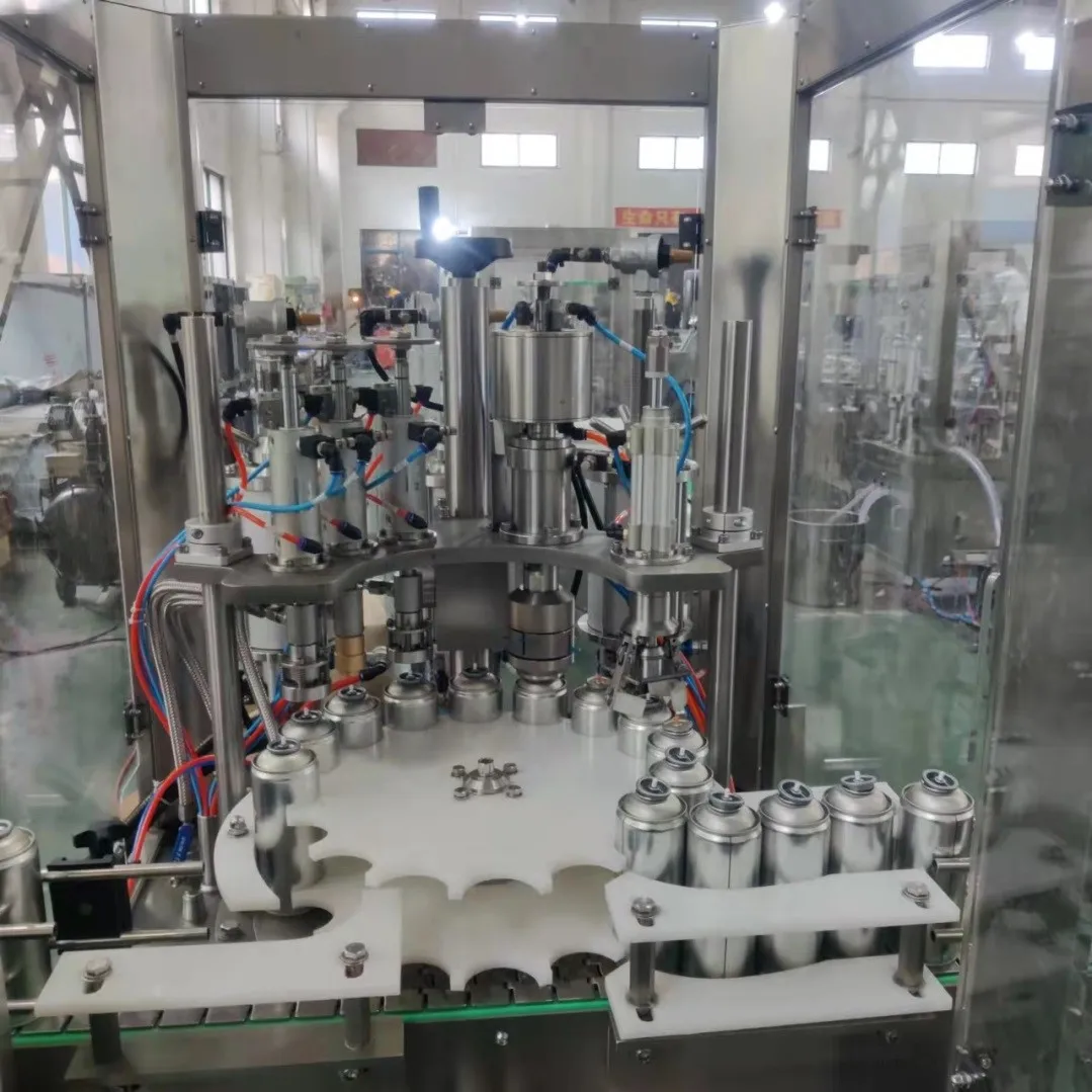 High Capacity Household Cleaning Spray Aerosol Spraying Automatic Filling Line with Capper Filler