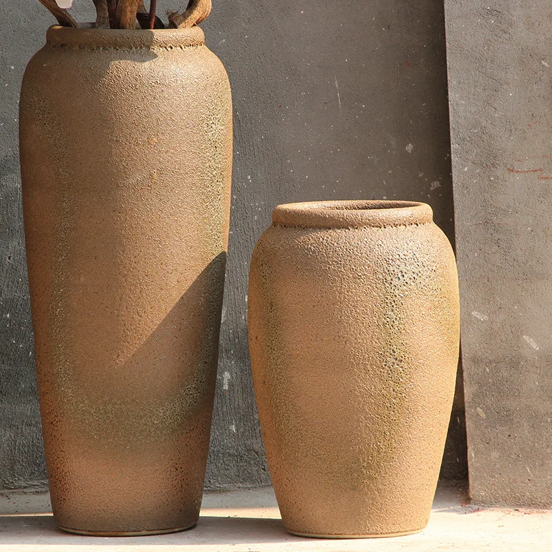 
Ceramic floor vase clay pot flower pot modern living room hotel villa model room decoration 