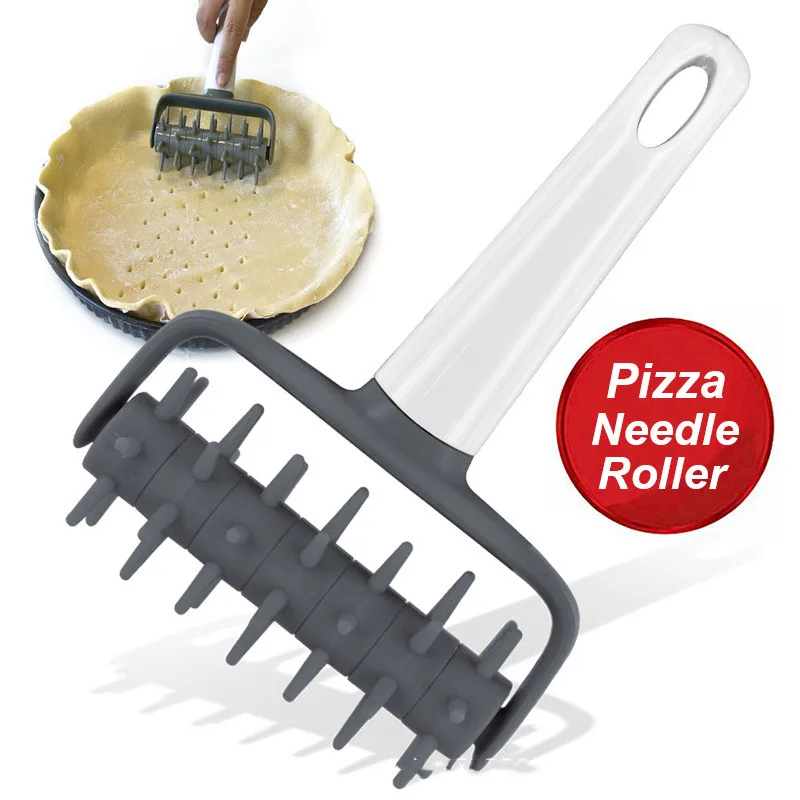 Homemade Pizza Cake Pie Bread Pastry Baking Tool Handle Roller Docker Stainless Steel Pizza Dough Docker Needle Roller For Pizza