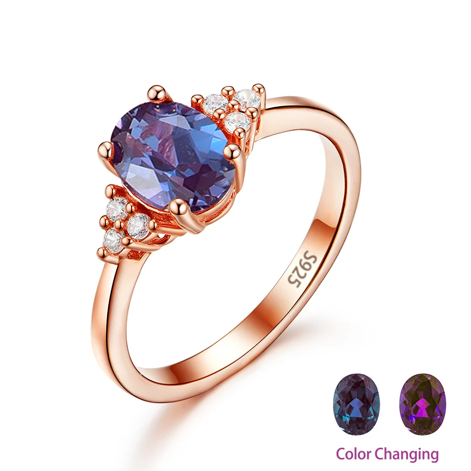 
Nautral lab grown Alexandrite Gemstone Ring for Women Real 925 Sterling Silver Ring Color change alexandrite oval ring for Gift 