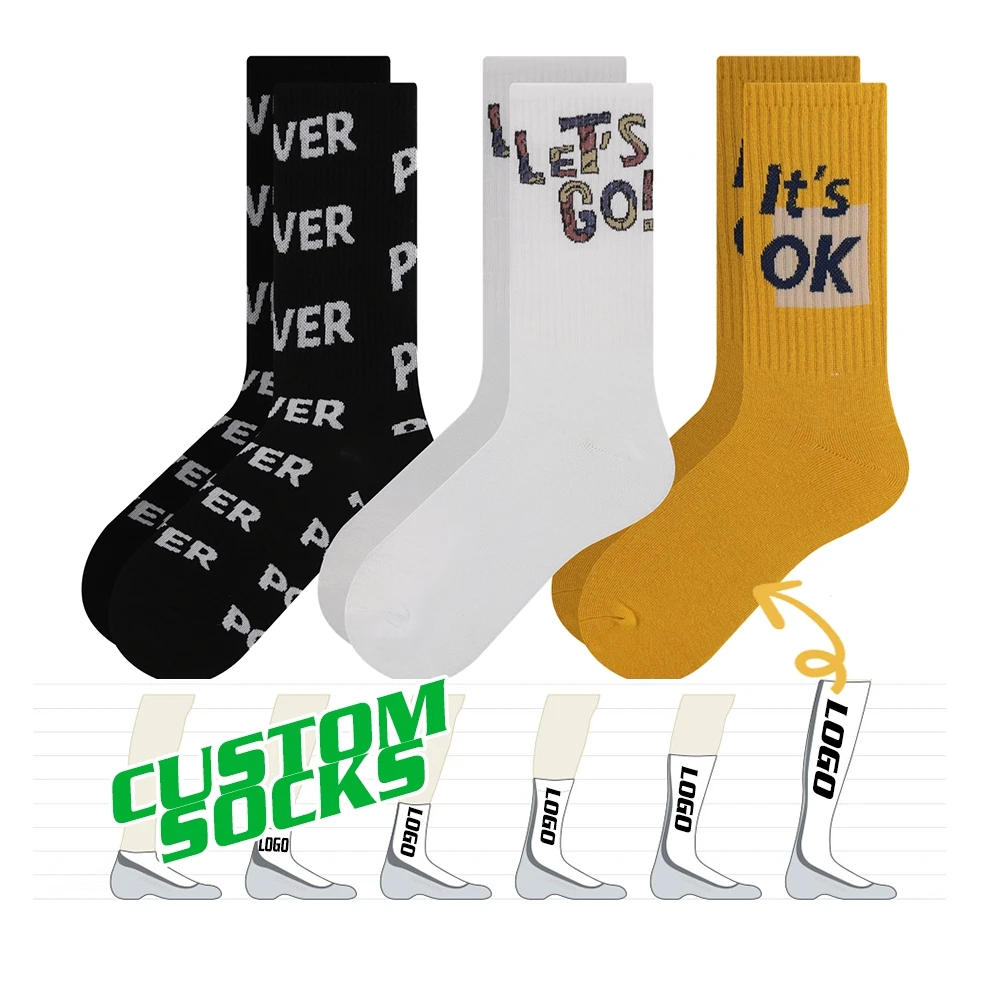 Custom Made Your Own Logo Tube Men Cocks Customized Cotton Crew Casual Sock Men Custom Design Socks