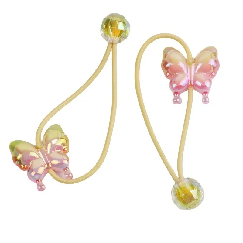 High Quality Girls Butterfly Hair Ties With Ball Ponytail Knockers Kids Ball Hair Tie Hair Bubbles For Kids
