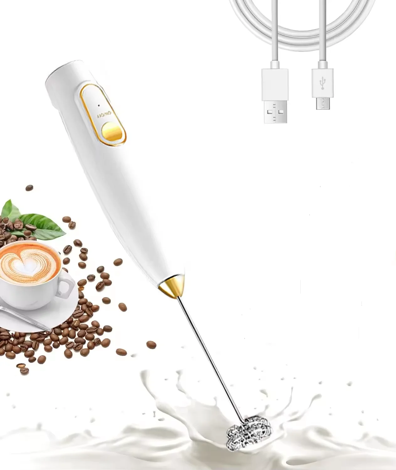 Handheld Milk Frother,Electric Foamer Blender for Drink Mixer,for coffee Matcha Chocolate Battery Operated Milk Whisk Frother
