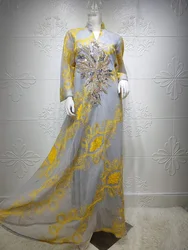 2022 Fall good order linen Embroidery bead casual wear abaya muslim dress for women dubai