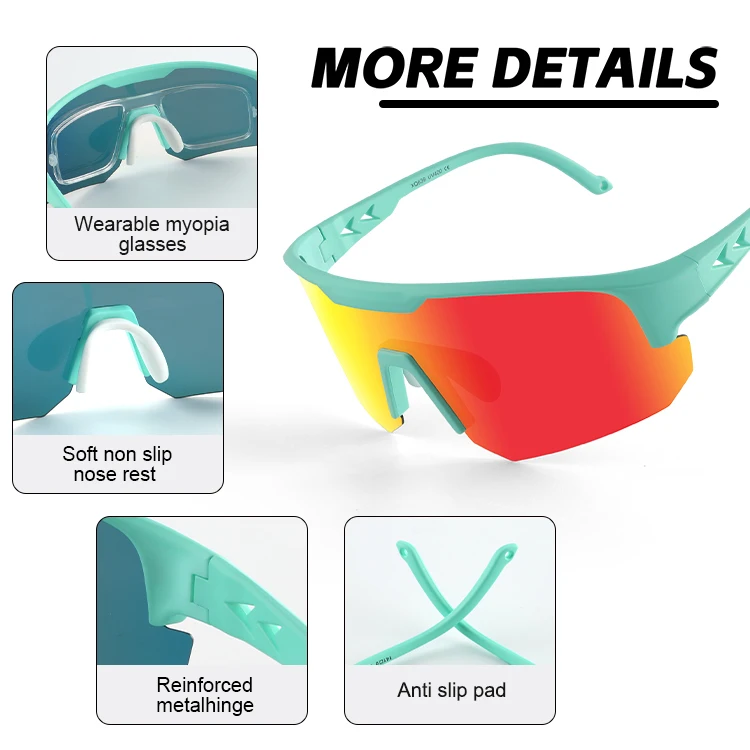 Custom logo Half Frame Glasses High Quality Sports Eyewear Cricket Baseball Sunglasses Eye Glasses for Men