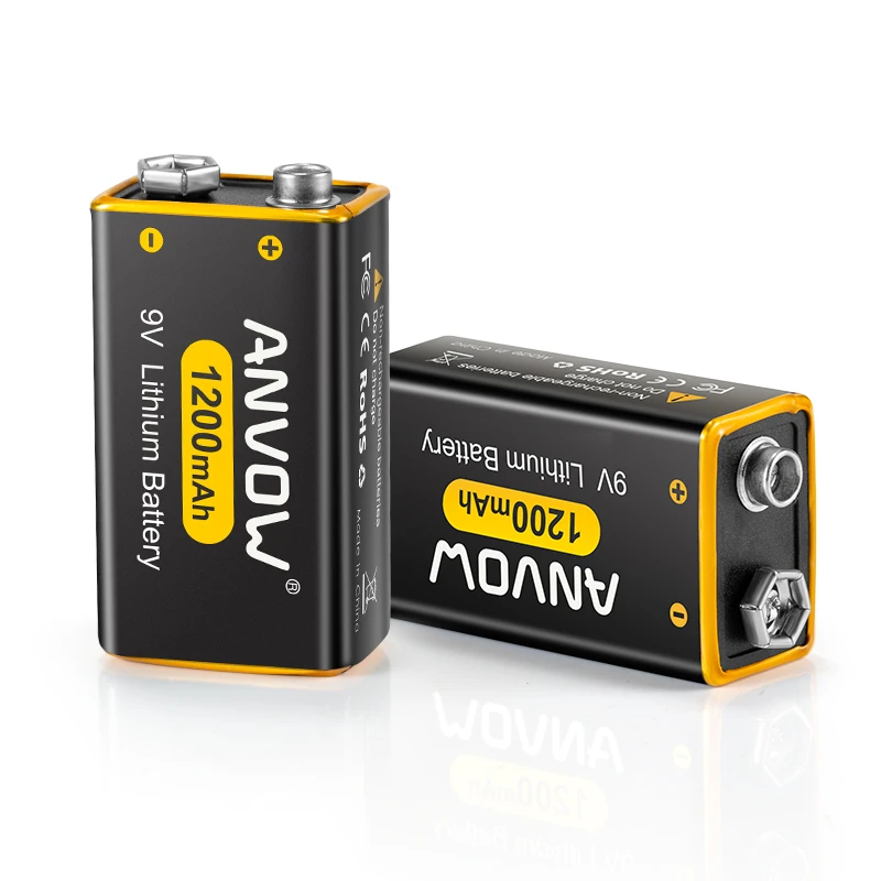 High Capacity Non Rechargeable 1200mAh Battery Pack Square Lithium 9V Batteries For Smoke Detector