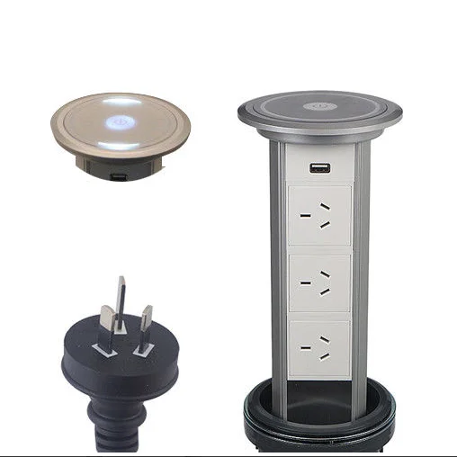 
Australia new zealand tabletop 3 pin motorized pop up electrical kitchen usb power outlet socket with saa 