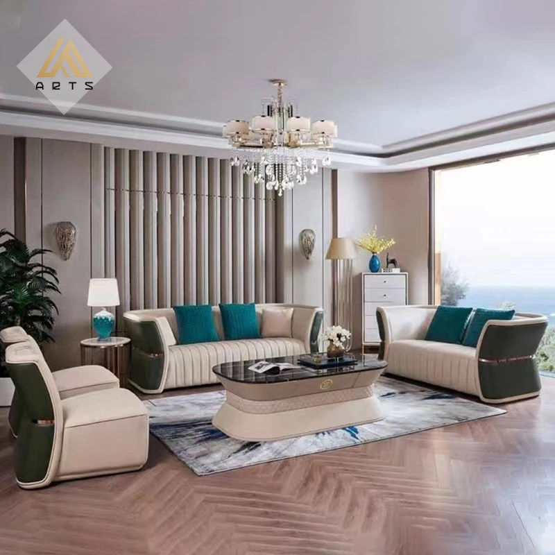 Italian  modern luxury design  sofa  villa  living room furniture slim waist new model  1 2 3 seat micro fiber leather sofa set
