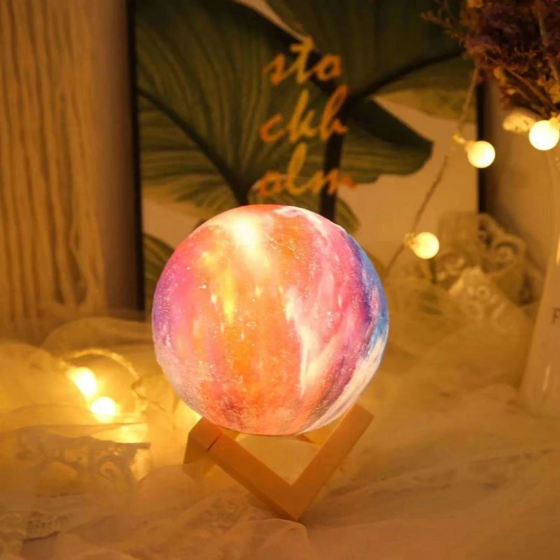 Modern Remote Control 3D Moon Lamp Rechargeable 16 Colors Bedroom Sky Star Night Light  Smart Home Lights
