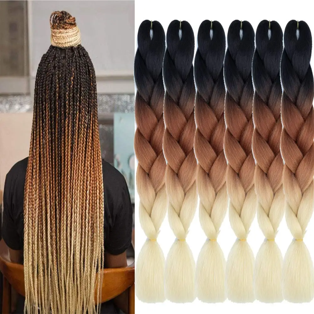 Free Sample Hot 108 Colors Extensions for African Expression Ombre Pre Stretched Braids Jumbo Braid Synthetic Braiding Hair